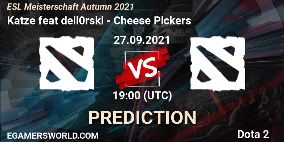 Katze feat dell0rski vs Cheese Pickers: Betting TIp, Match Prediction. 27.09.2021 at 19:05. Dota 2, ESL Meisterschaft Autumn 2021