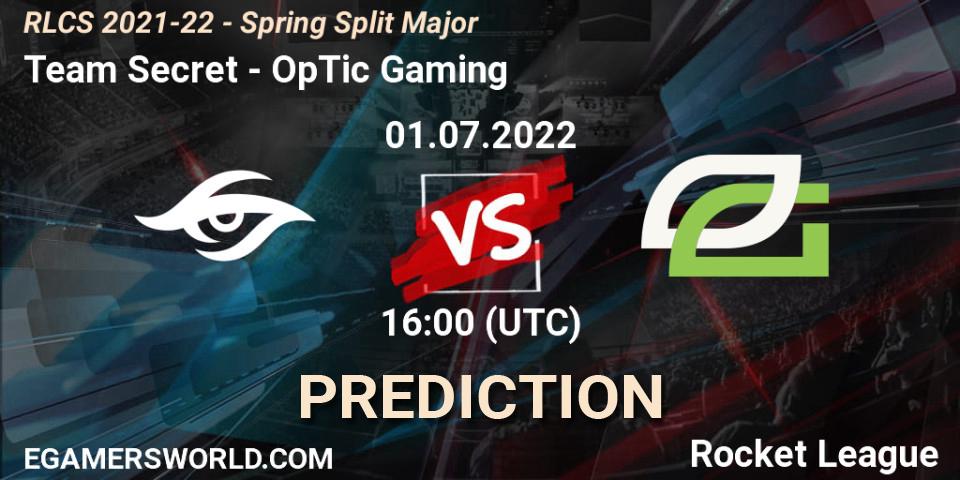 Team Secret vs OpTic Gaming: Betting TIp, Match Prediction. 01.07.2022 at 16:00. Rocket League, RLCS 2021-22 - Spring Split Major