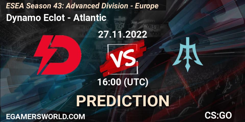 Dynamo Eclot vs Atlantic: Betting TIp, Match Prediction. 27.11.22. CS2 (CS:GO), ESEA Season 43: Advanced Division - Europe