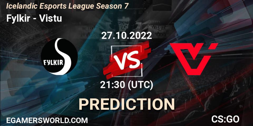 Fylkir vs Viðstöðu: Betting TIp, Match Prediction. 27.10.2022 at 21:30. Counter-Strike (CS2), Icelandic Esports League Season 7