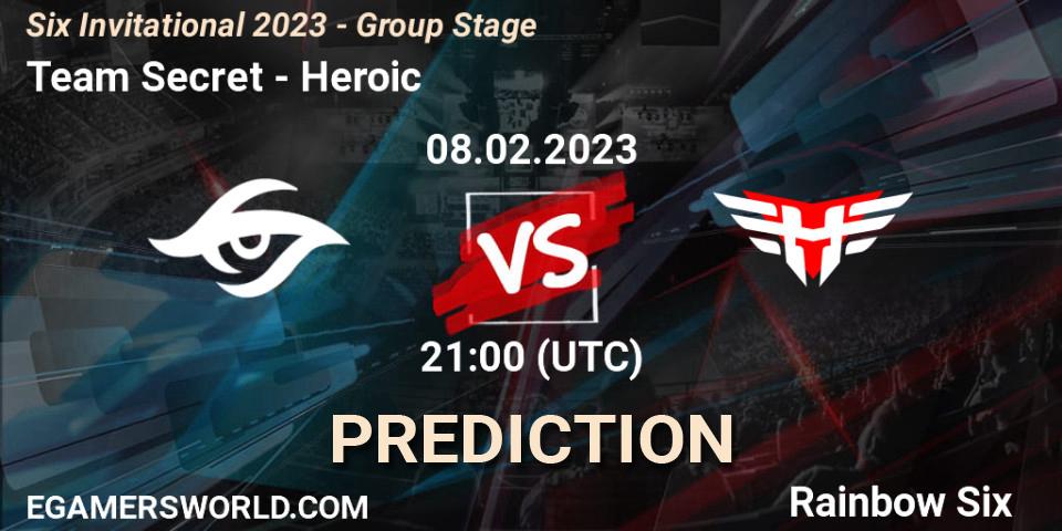 Team Secret vs Heroic: Betting TIp, Match Prediction. 08.02.2023 at 21:15. Rainbow Six, Six Invitational 2023 - Group Stage