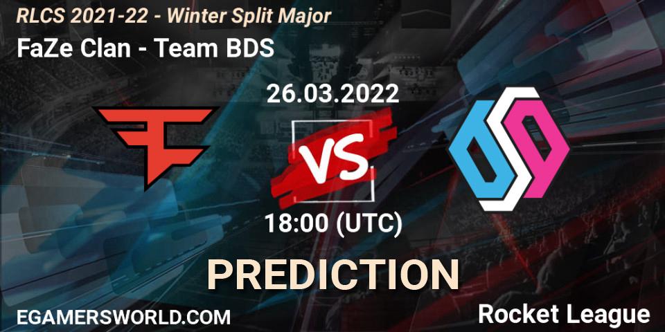 FaZe Clan vs Team BDS: Betting TIp, Match Prediction. 26.03.2022 at 18:00. Rocket League, RLCS 2021-22 - Winter Split Major