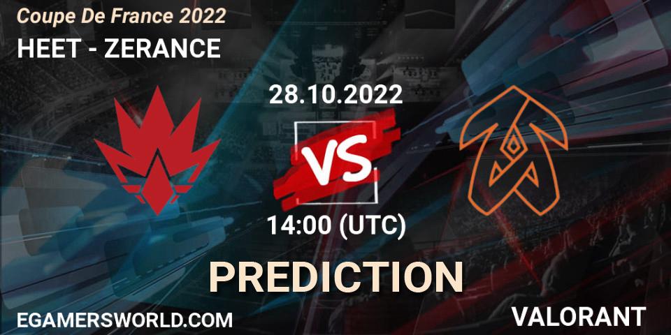 HEET vs ZERANCE: Betting TIp, Match Prediction. 28.10.2022 at 14:00. VALORANT, Coupe De France 2022