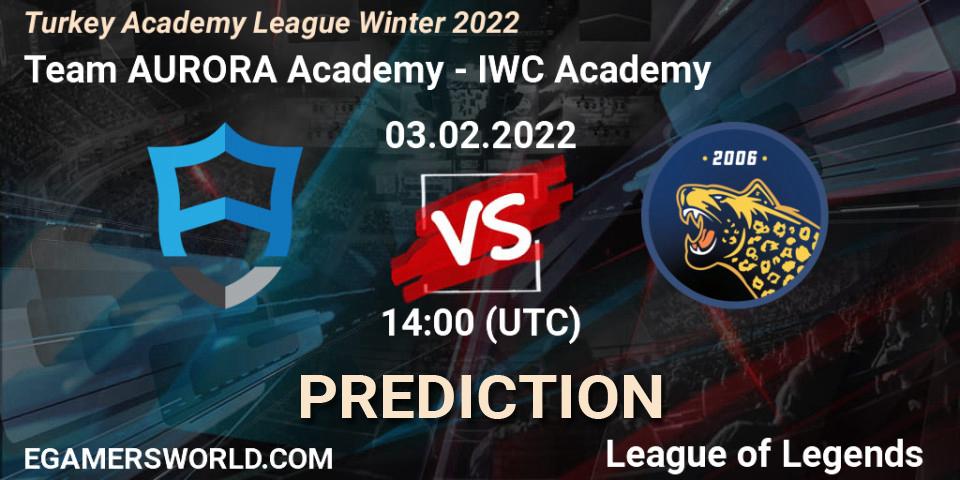 Team AURORA Academy vs IWC Academy: Betting TIp, Match Prediction. 03.02.2022 at 14:00. LoL, Turkey Academy League Winter 2022