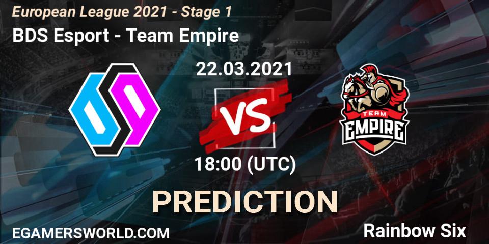 BDS Esport vs Team Empire: Betting TIp, Match Prediction. 22.03.21. Rainbow Six, European League 2021 - Stage 1