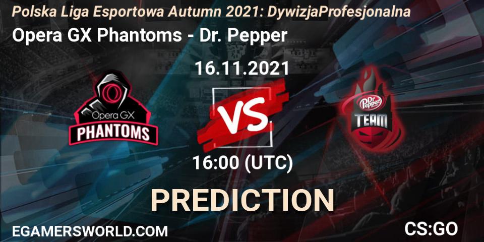 Opera GX Phantoms vs Dr. Pepper: Betting TIp, Match Prediction. 16.11.2021 at 17:30. Counter-Strike (CS2), Polska Liga Esportowa Autumn 2021: Dywizja Profesjonalna