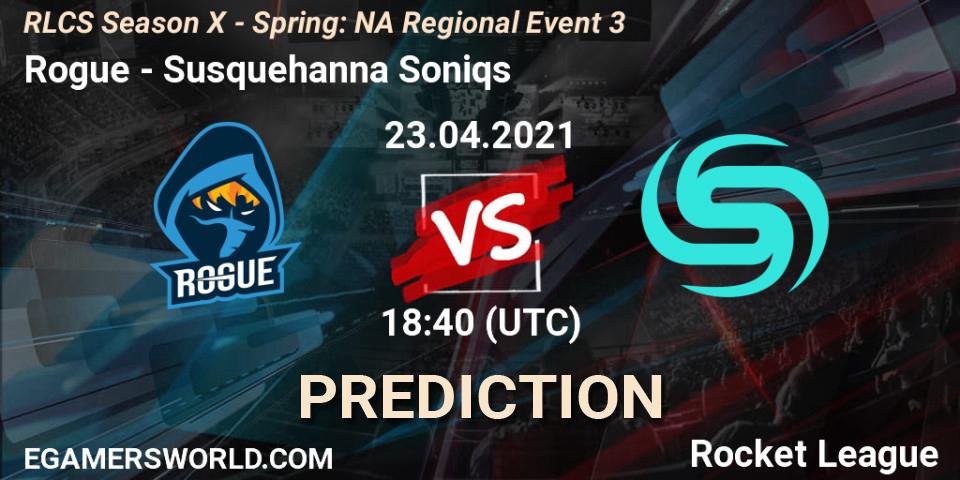 Rogue vs Susquehanna Soniqs: Betting TIp, Match Prediction. 23.04.2021 at 19:00. Rocket League, RLCS Season X - Spring: NA Regional Event 3