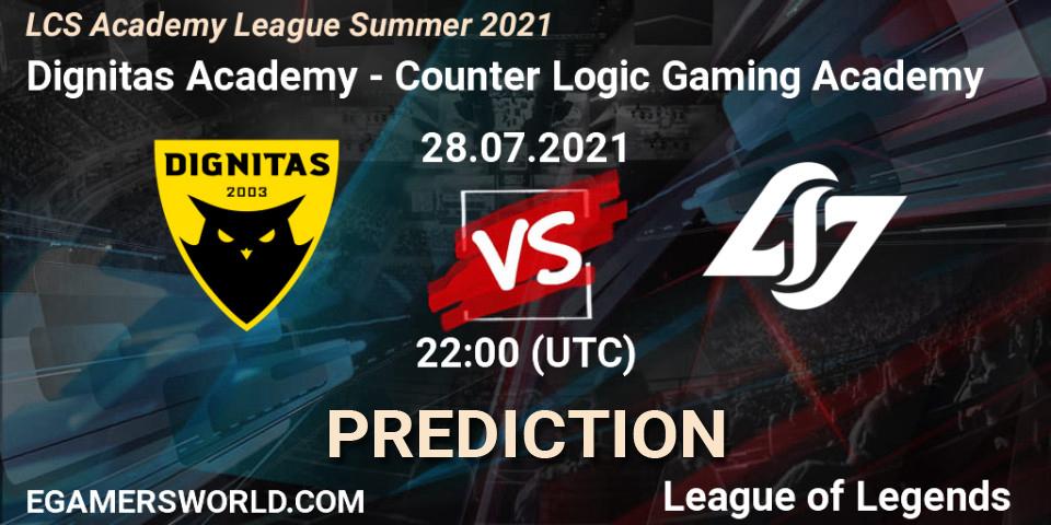 Dignitas Academy vs Counter Logic Gaming Academy: Betting TIp, Match Prediction. 28.07.2021 at 22:00. LoL, LCS Academy League Summer 2021