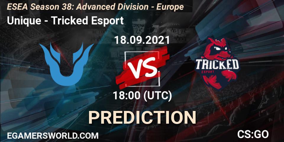 Unique vs Tricked Esport: Betting TIp, Match Prediction. 18.09.21. CS2 (CS:GO), ESEA Season 38: Advanced Division - Europe