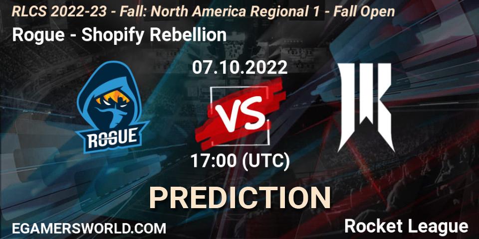 Rogue vs Shopify Rebellion: Betting TIp, Match Prediction. 07.10.22. Rocket League, RLCS 2022-23 - Fall: North America Regional 1 - Fall Open