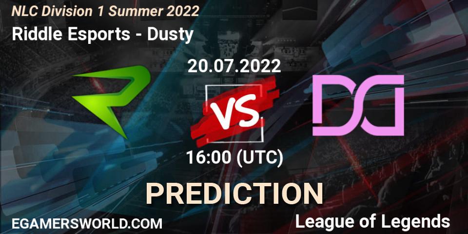 Riddle Esports vs Dusty: Betting TIp, Match Prediction. 20.07.2022 at 16:00. LoL, NLC Division 1 Summer 2022