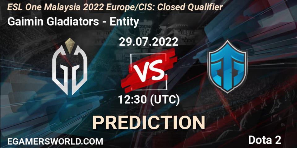 Gaimin Gladiators vs Entity: Betting TIp, Match Prediction. 29.07.2022 at 12:31. Dota 2, ESL One Malaysia 2022 Europe/CIS: Closed Qualifier