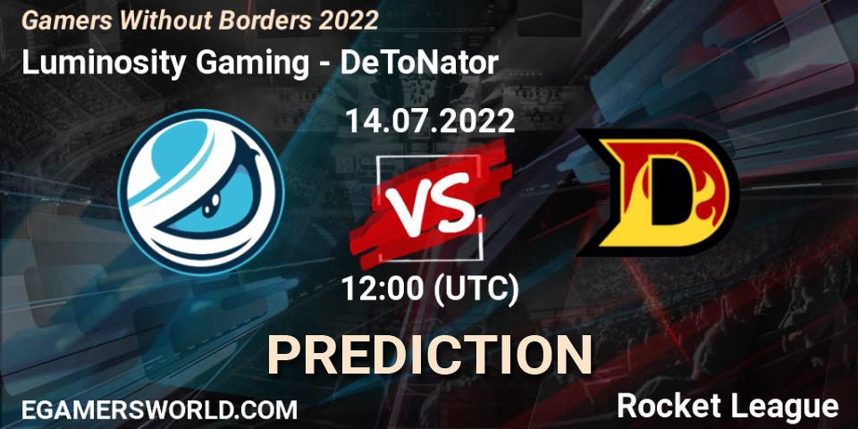 Luminosity Gaming vs DeToNator: Betting TIp, Match Prediction. 14.07.22. Rocket League, Gamers Without Borders 2022