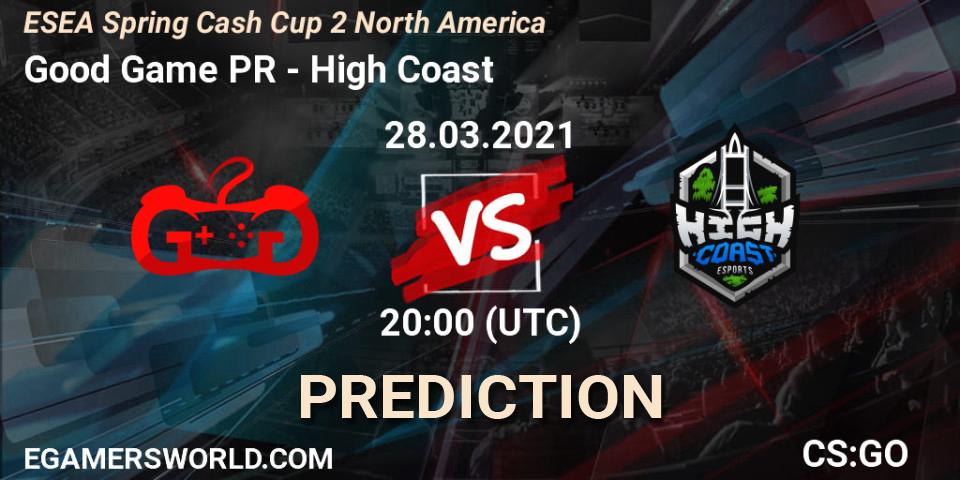 Good Game PR vs High Coast: Betting TIp, Match Prediction. 28.03.21. CS2 (CS:GO), ESEA Spring Cash Cup 2 North America