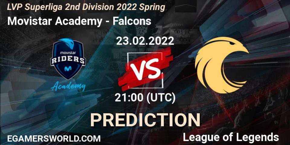 Movistar Academy vs Falcons: Betting TIp, Match Prediction. 23.02.2022 at 17:00. LoL, LVP Superliga 2nd Division 2022 Spring