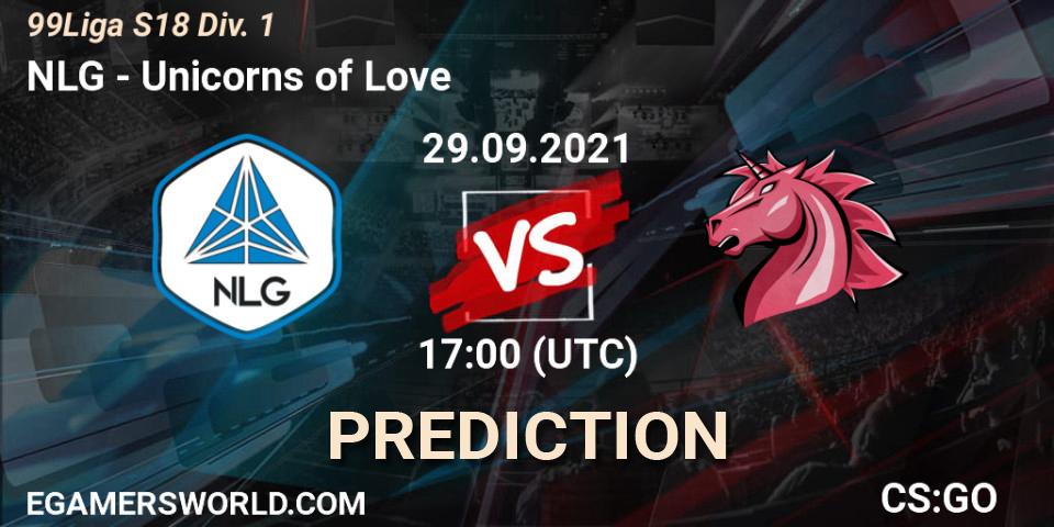 NLG vs Unicorns of Love: Betting TIp, Match Prediction. 29.09.2021 at 17:00. Counter-Strike (CS2), 99Liga S18 Div. 1