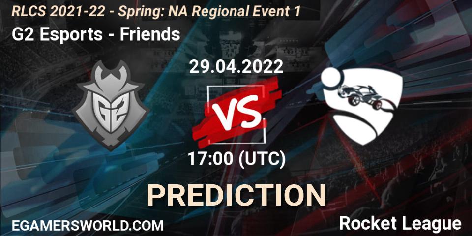 G2 Esports vs Friends: Betting TIp, Match Prediction. 29.04.2022 at 17:00. Rocket League, RLCS 2021-22 - Spring: NA Regional Event 1
