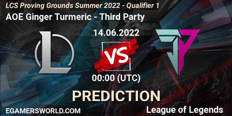 AOE Ginger Turmeric vs Third Party: Betting TIp, Match Prediction. 14.06.2022 at 00:00. LoL, LCS Proving Grounds Summer 2022 - Qualifier 1