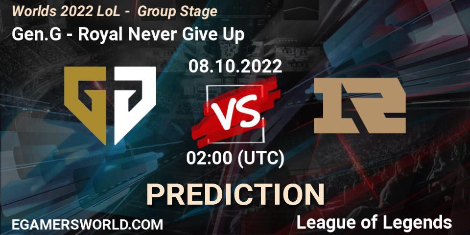 Gen.G vs Royal Never Give Up: Betting TIp, Match Prediction. 08.10.22. LoL, Worlds 2022 LoL - Group Stage