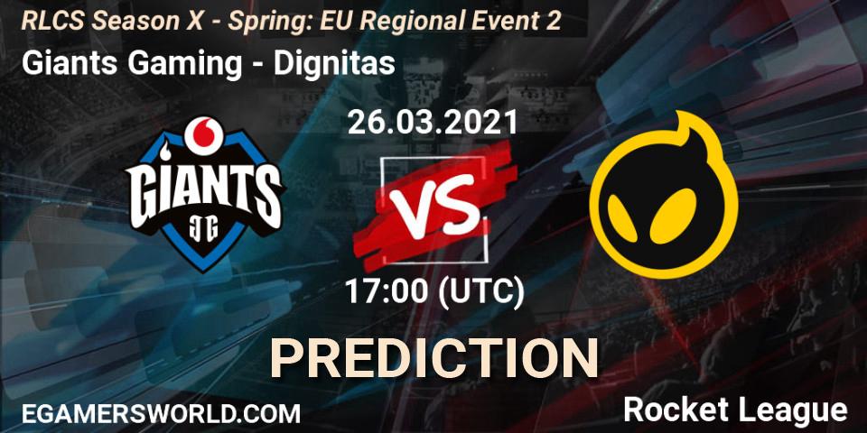 Giants Gaming vs Dignitas: Betting TIp, Match Prediction. 26.03.2021 at 17:00. Rocket League, RLCS Season X - Spring: EU Regional Event 2