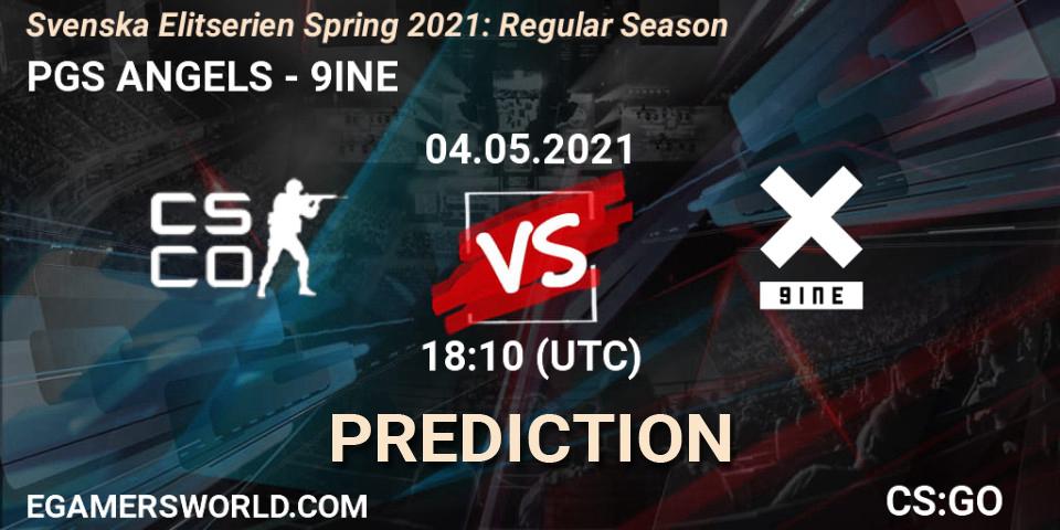 PGS ANGELS vs 9INE: Betting TIp, Match Prediction. 04.05.2021 at 18:10. Counter-Strike (CS2), Svenska Elitserien Spring 2021: Regular Season
