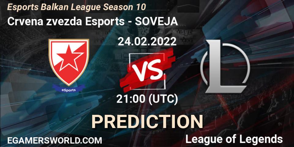 Crvena zvezda Esports vs SOVEJA: Betting TIp, Match Prediction. 24.02.2022 at 21:00. LoL, Esports Balkan League Season 10