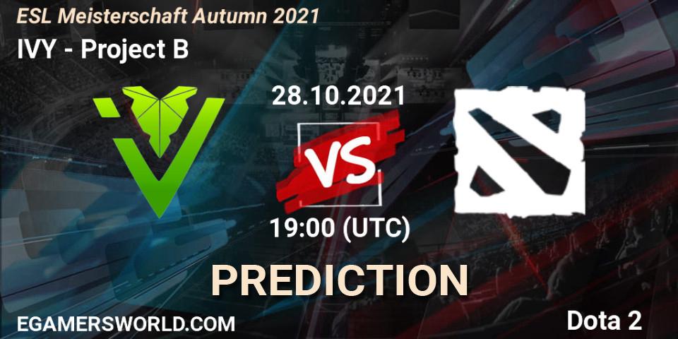 IVY vs Project B: Betting TIp, Match Prediction. 28.10.2021 at 19:52. Dota 2, ESL Meisterschaft Autumn 2021