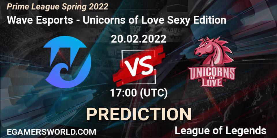 Wave Esports vs Unicorns of Love Sexy Edition: Betting TIp, Match Prediction. 20.02.2022 at 17:00. LoL, Prime League Spring 2022