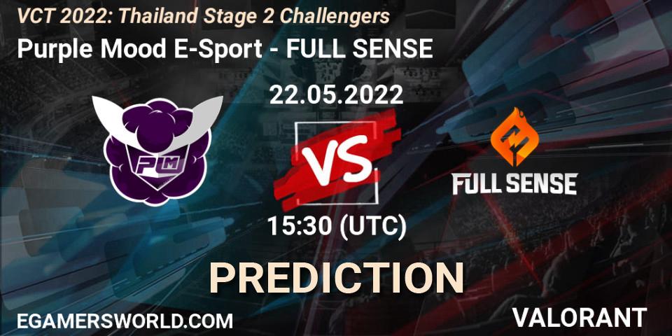 Purple Mood E-Sport vs FULL SENSE: Betting TIp, Match Prediction. 22.05.2022 at 15:30. VALORANT, VCT 2022: Thailand Stage 2 Challengers