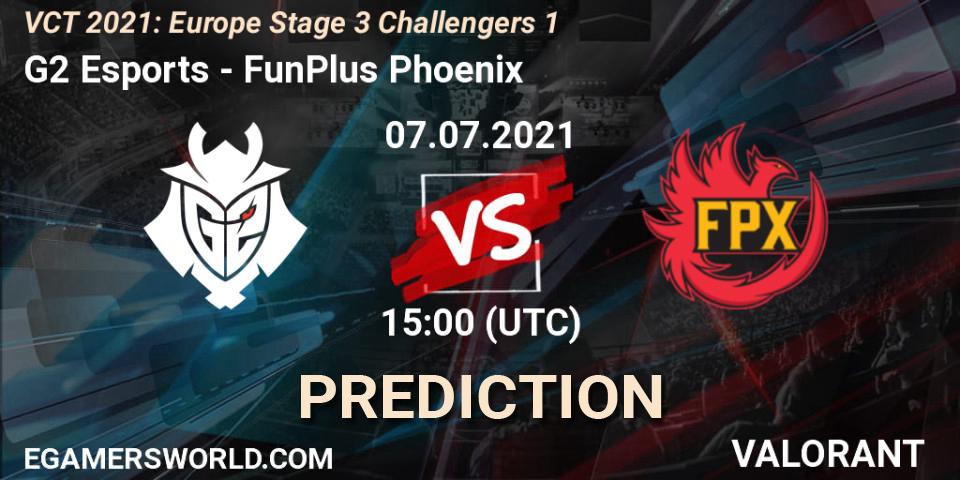 G2 Esports vs FunPlus Phoenix: Betting TIp, Match Prediction. 07.07.2021 at 16:00. VALORANT, VCT 2021: Europe Stage 3 Challengers 1