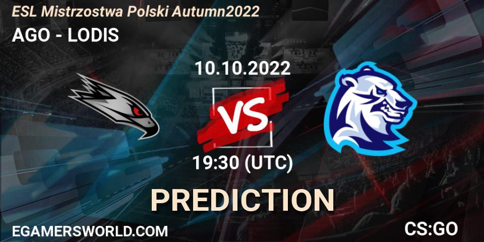 AGO vs LODIS: Betting TIp, Match Prediction. 10.10.2022 at 19:30. Counter-Strike (CS2), ESL Mistrzostwa Polski Autumn 2022