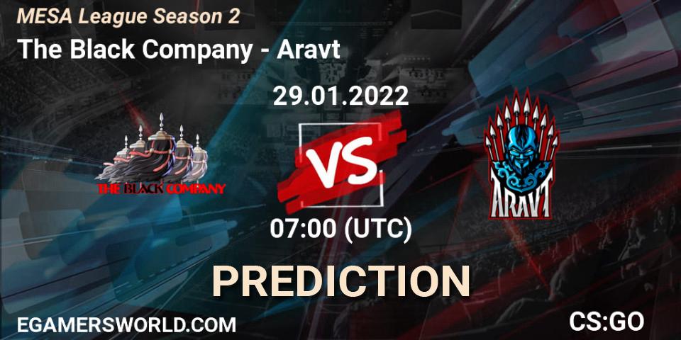 The Black Company vs Aravt: Betting TIp, Match Prediction. 31.01.2022 at 04:00. Counter-Strike (CS2), MESA League Season 2