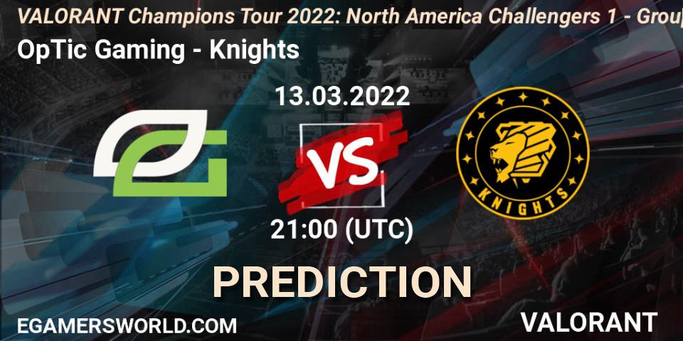 OpTic Gaming vs Knights: Betting TIp, Match Prediction. 13.03.2022 at 23:00. VALORANT, VCT 2022: North America Challengers 1 - Group Stage