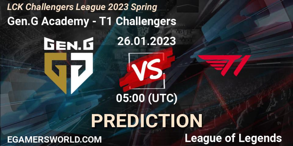 Gen.G Academy vs T1 Challengers: Betting TIp, Match Prediction. 26.01.2023 at 05:00. LoL, LCK Challengers League 2023 Spring