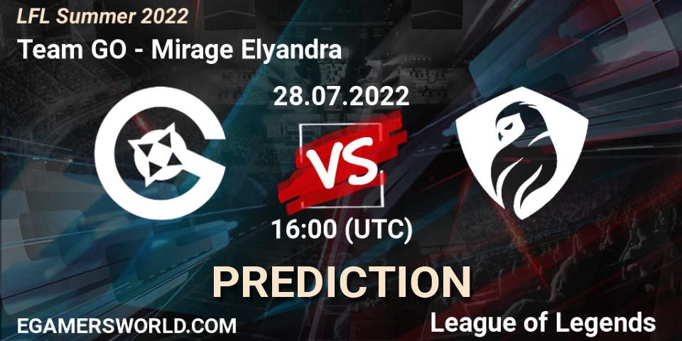 Team GO vs Mirage Elyandra: Betting TIp, Match Prediction. 28.07.22. LoL, LFL Summer 2022