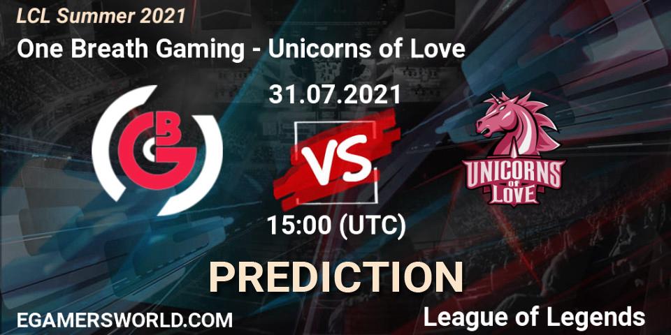 One Breath Gaming vs Unicorns of Love: Betting TIp, Match Prediction. 31.07.21. LoL, LCL Summer 2021