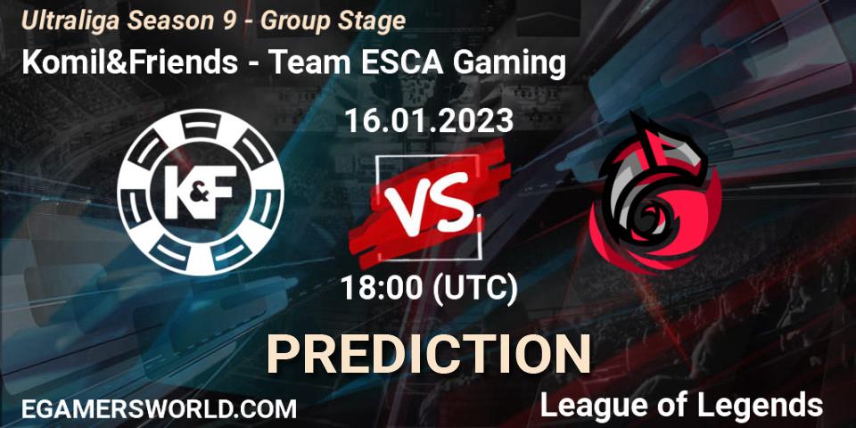 Komil&Friends vs Team ESCA Gaming: Betting TIp, Match Prediction. 16.01.23. LoL, Ultraliga Season 9 - Group Stage