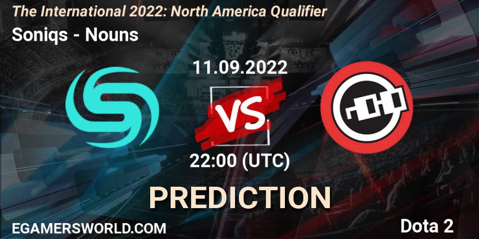 Soniqs vs Nouns: Betting TIp, Match Prediction. 11.09.2022 at 22:16. Dota 2, The International 2022: North America Qualifier