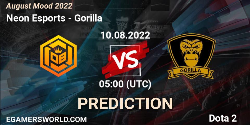 Neon Esports vs Gorilla: Betting TIp, Match Prediction. 10.08.2022 at 05:09. Dota 2, August Mood 2022