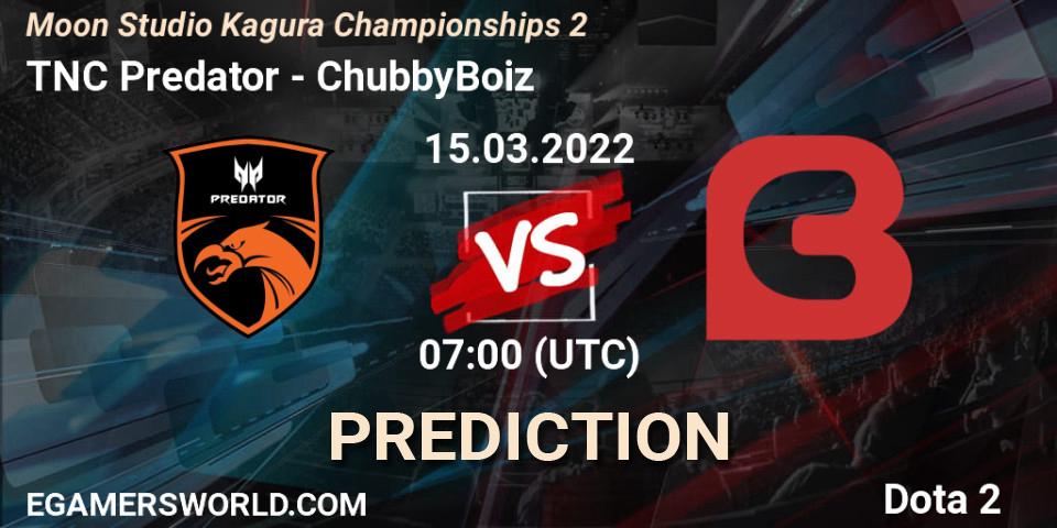 TNC Predator vs ChubbyBoiz: Betting TIp, Match Prediction. 15.03.2022 at 06:07. Dota 2, Moon Studio Kagura Championships 2