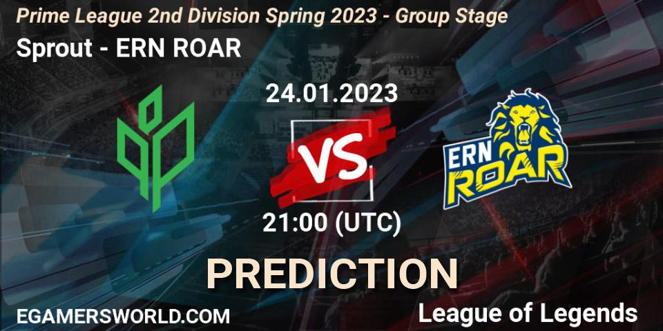 Sprout vs ERN ROAR: Betting TIp, Match Prediction. 24.01.2023 at 21:00. LoL, Prime League 2nd Division Spring 2023 - Group Stage