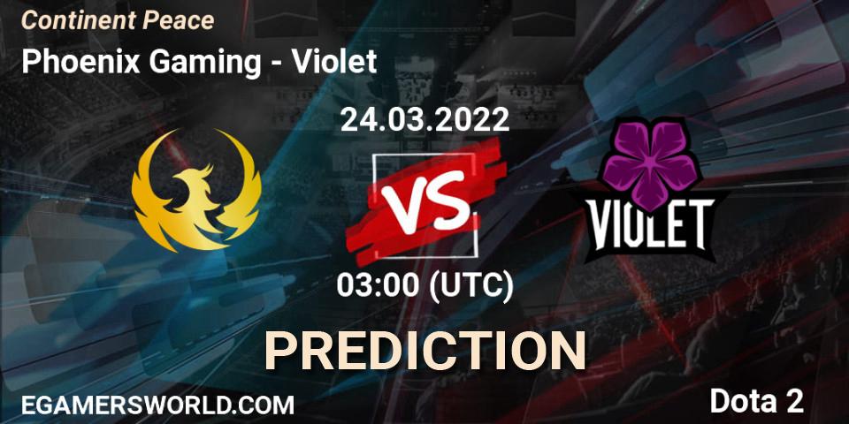 Phoenix Gaming vs Violet: Betting TIp, Match Prediction. 24.03.22. Dota 2, Continent Peace