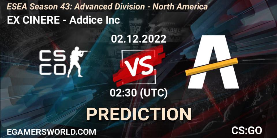 EX CINERE vs Addice Inc: Betting TIp, Match Prediction. 02.12.22. CS2 (CS:GO), ESEA Season 43: Advanced Division - North America