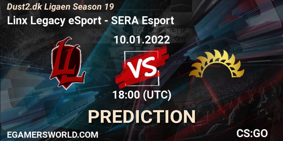 Linx Legacy eSport vs SERA Esport: Betting TIp, Match Prediction. 10.01.2022 at 18:00. Counter-Strike (CS2), Dust2.dk Ligaen Season 19