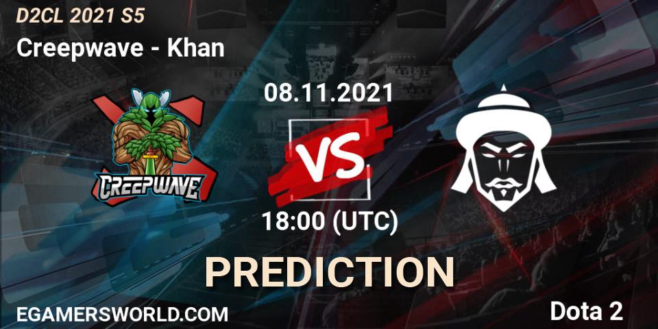 Creepwave vs Khan: Betting TIp, Match Prediction. 08.11.2021 at 18:34. Dota 2, Dota 2 Champions League 2021 Season 5