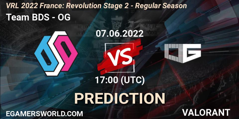 Team BDS vs OG: Betting TIp, Match Prediction. 07.06.2022 at 17:00. VALORANT, VRL 2022 France: Revolution Stage 2 - Regular Season
