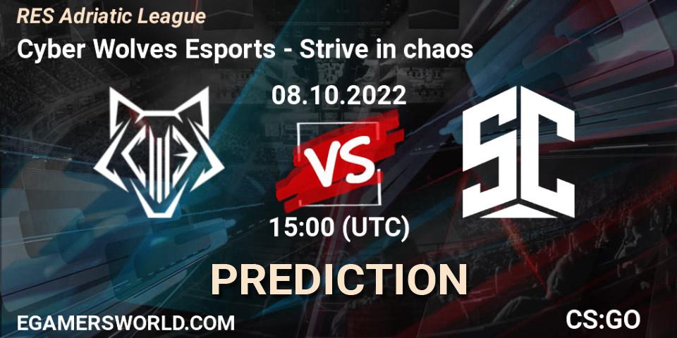 Cyber Wolves Esports vs Strive in chaos: Betting TIp, Match Prediction. 08.10.2022 at 15:00. Counter-Strike (CS2), RES Adriatic League