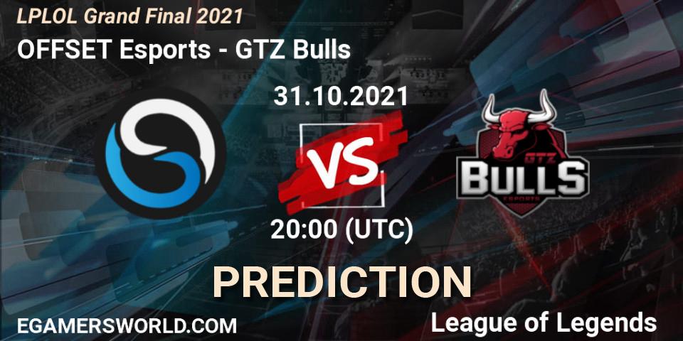 OFFSET Esports vs GTZ Bulls: Betting TIp, Match Prediction. 31.10.2021 at 20:00. LoL, LPLOL Grand Final 2021