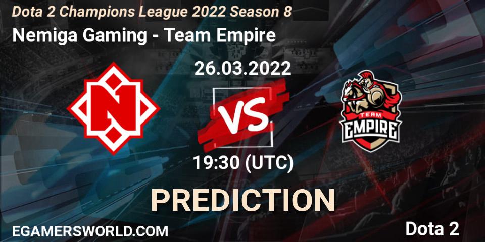 Nemiga Gaming vs Team Empire: Betting TIp, Match Prediction. 27.03.22. Dota 2, Dota 2 Champions League 2022 Season 8