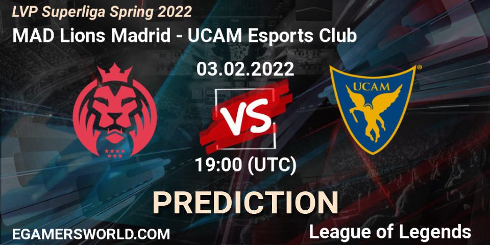 MAD Lions Madrid vs UCAM Esports Club: Betting TIp, Match Prediction. 03.02.22. LoL, LVP Superliga Spring 2022
